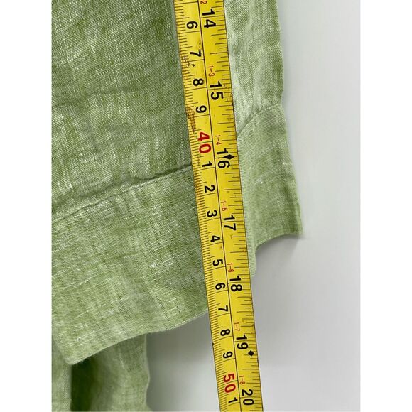 Lafayette 148 Linen Tunic Top Shirt Button Down Women 6‎ Green Collar Oversized - Picture 5 of 12